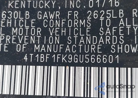 2016 Toyota Camry Le from USA, damaged, VIN 4T1BF1FK9GU566601